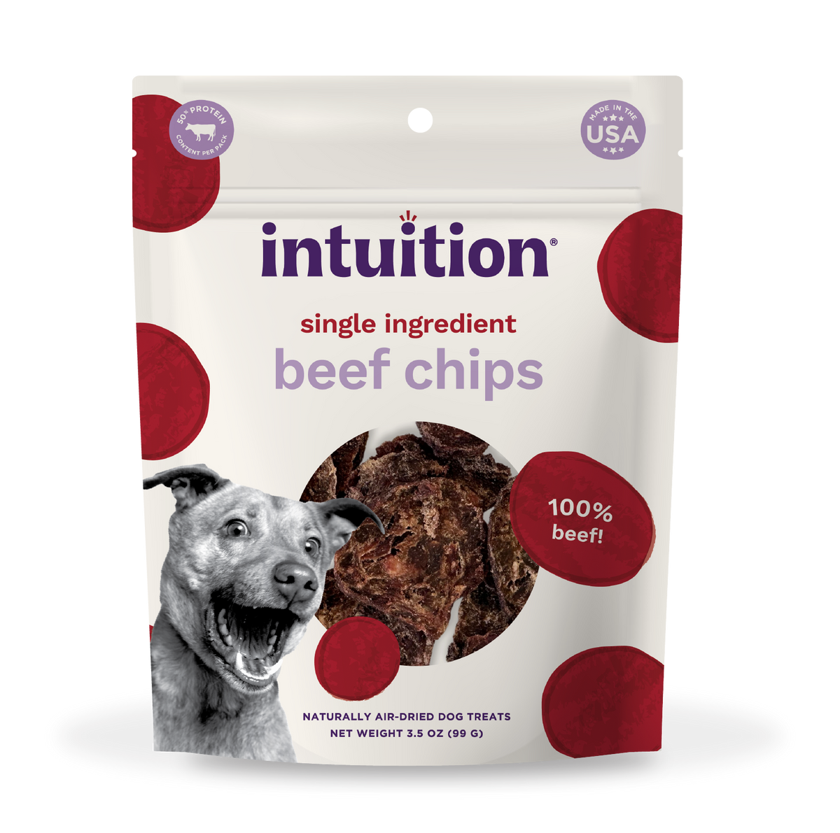 Intuition Single Ingredient Beef Chips Naturally Air-Dried Dog Treats 3.5 oz