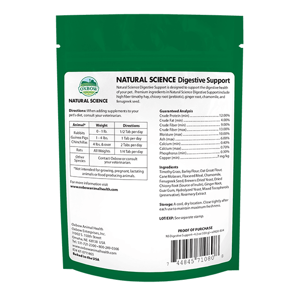 Oxbow Natural Science Digestive Support Small Animal Supplement 60 ct