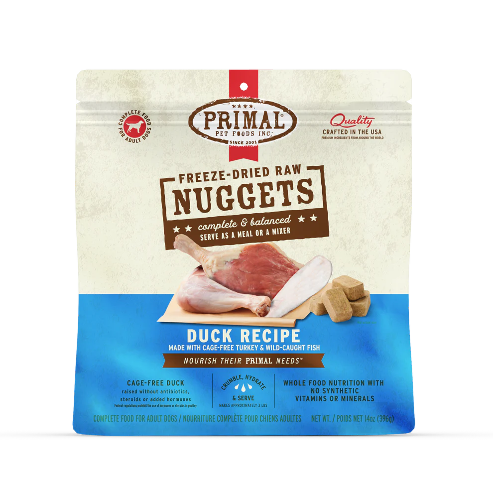 Primal Freeze-Dried Raw Nuggets Duck Recipe Dog Food 14 oz