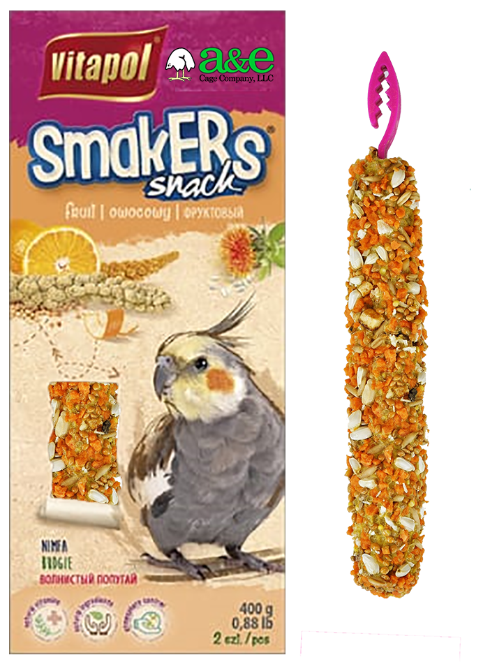 A&E Orange Flavored Treat Stick for Cockatiels 2 pk