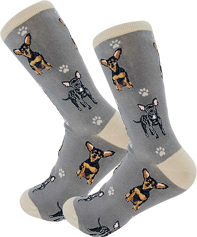 E & S Imports Pet Lover Socks Black Chihuahua Dog, Unisex, One Size Fits Most