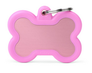 Myfamily Hushtag Pink Aluminum Bone Personalized Dog ID Tag