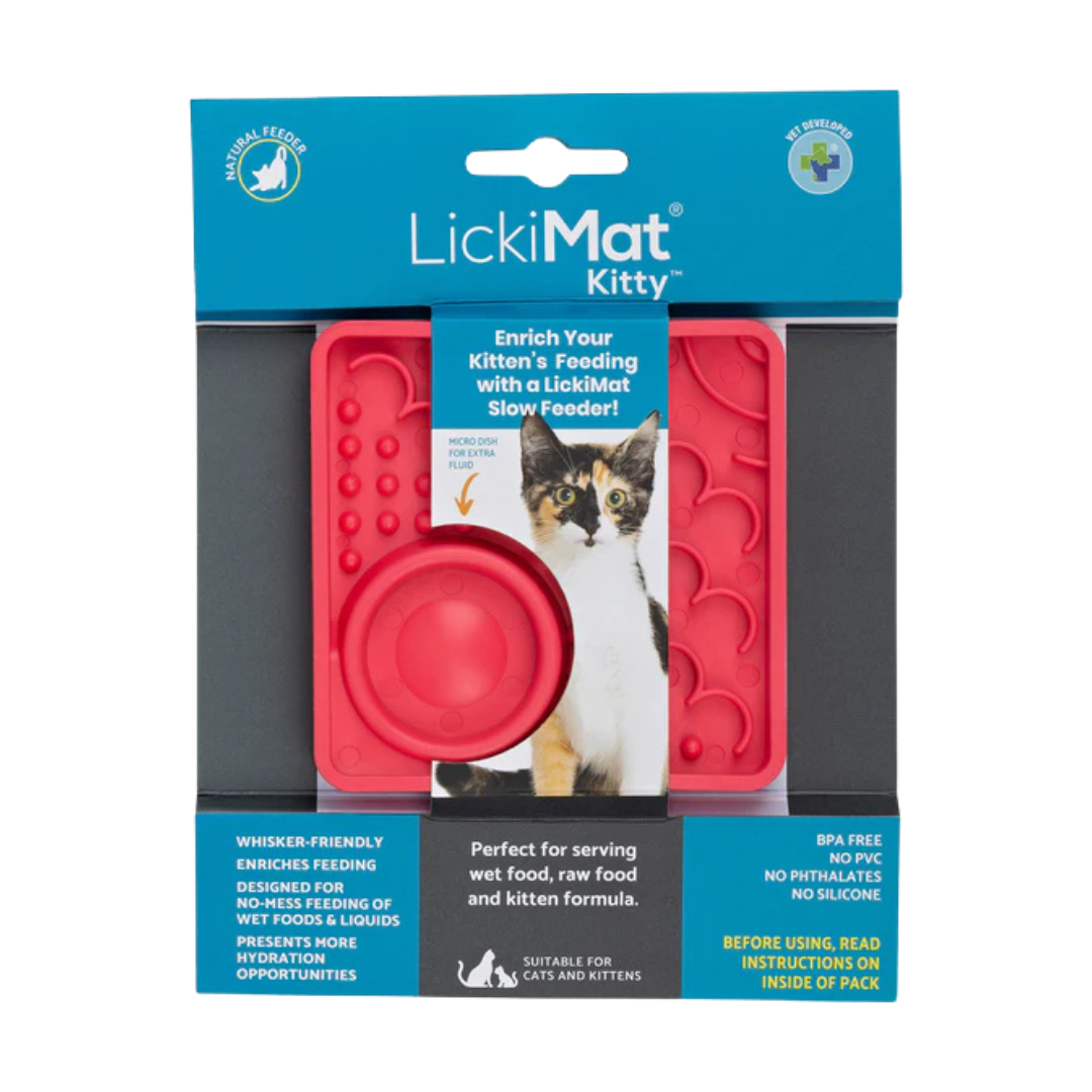 Lickimat Pink Kitty Mini Mat Cat Slow Feeder