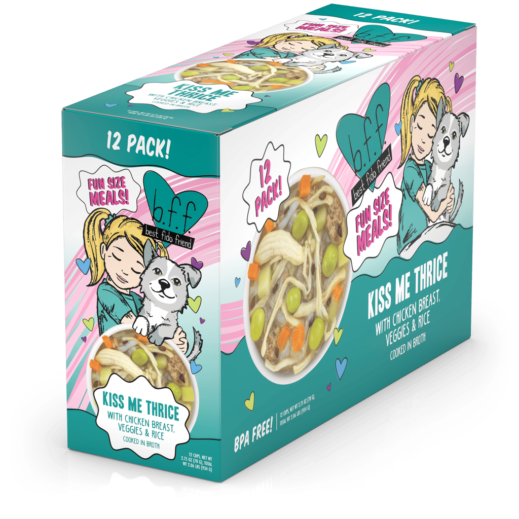 Weruva B.F.F. Fun Size Meals Kiss Me Thrice with Chicken Breast, Veggies & Rice Cooked in Broth Wet Dog Food