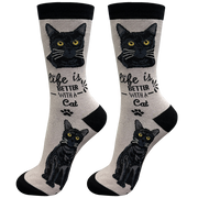 E & S Imports Life is Better With a Black Cat Socks