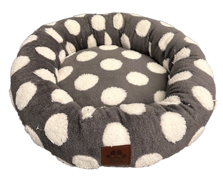 Pet Obsession Grey Polka Dot Fleece Cuddler Pet Bed 20 in