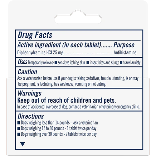 Petarmor Antihistamine Allergy Tablets for Dogs 100 ct