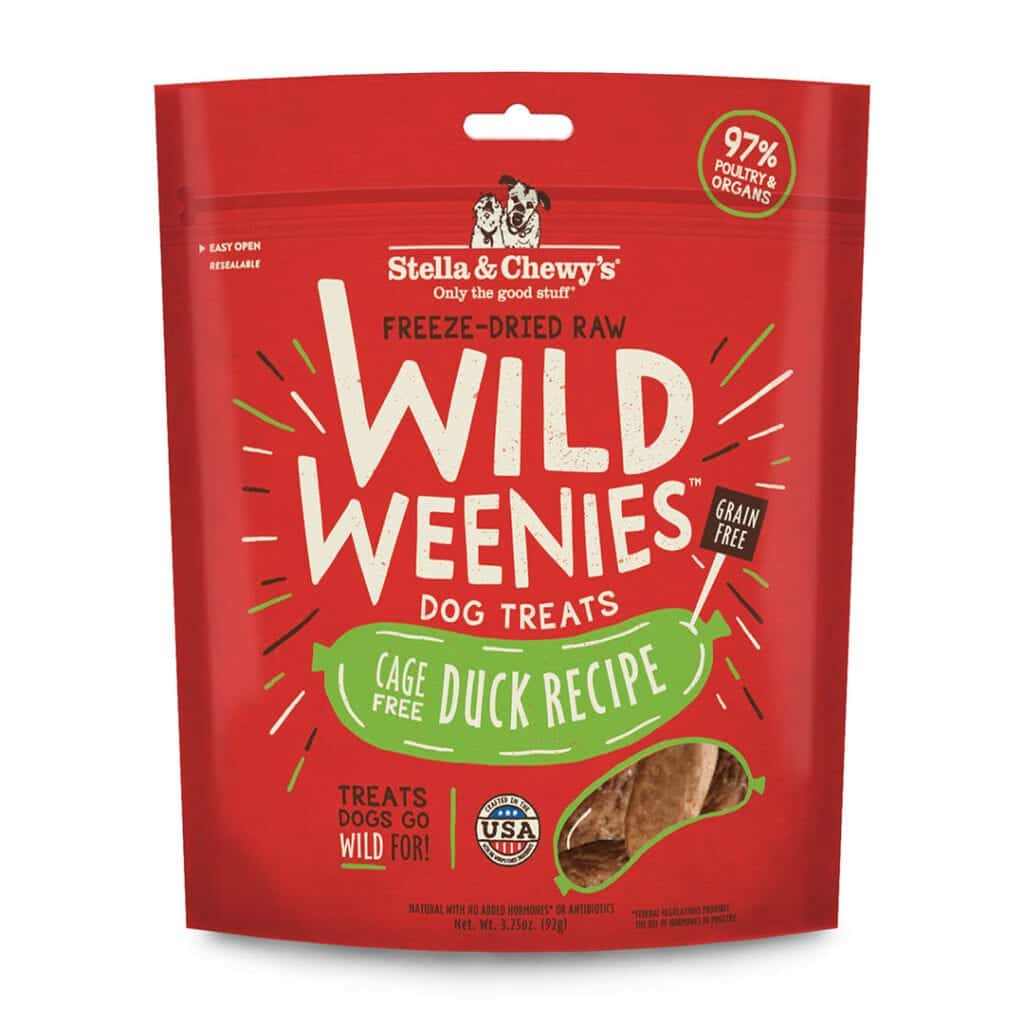 Stella & Chewy's Wild Weenies Raw Freeze-Dried Duck Recipe Dog Treats 3.25 oz