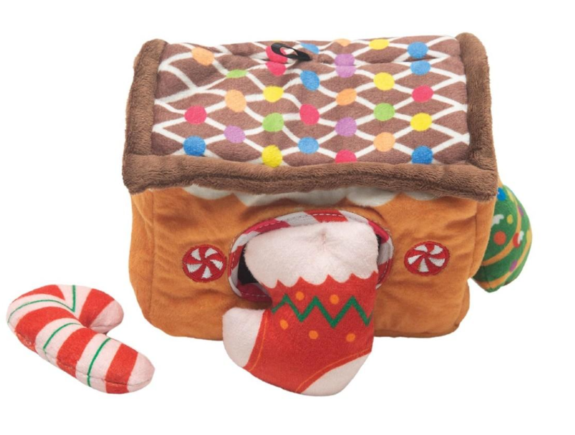 Snugarooz Holiday Hide & Seek Gingerbread Plush Burrow Dog Toy