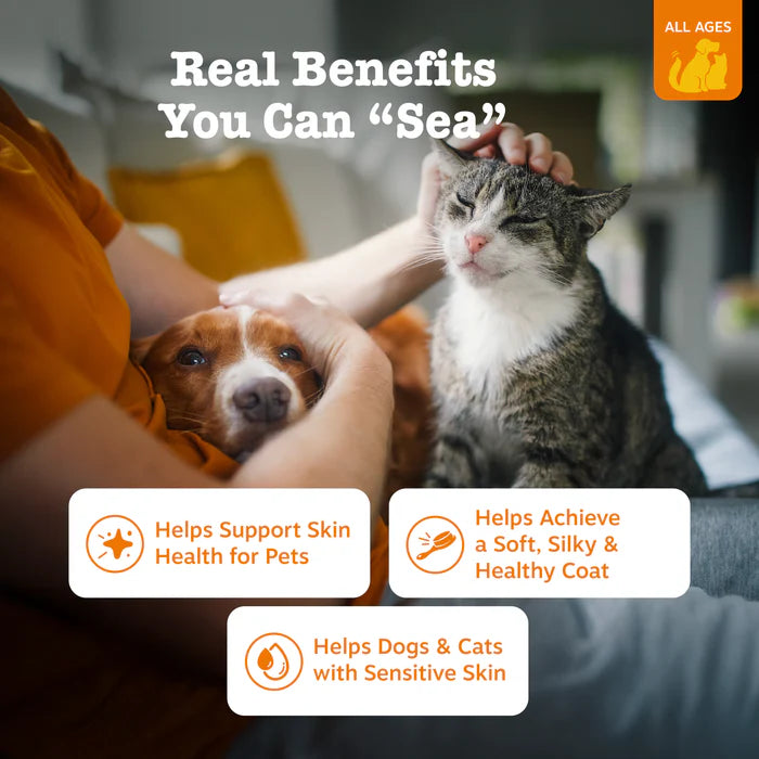 Zesty Paws Wild Alaskan Omega-3 Blend Pollock & Salmon Oil Skin & Coat Supplement for Dogs & Cats 16 oz