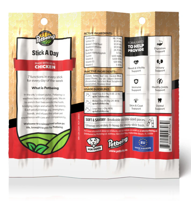 Petbeing Stick A Day Chicken Recipe Dog Supplement 7 ct
