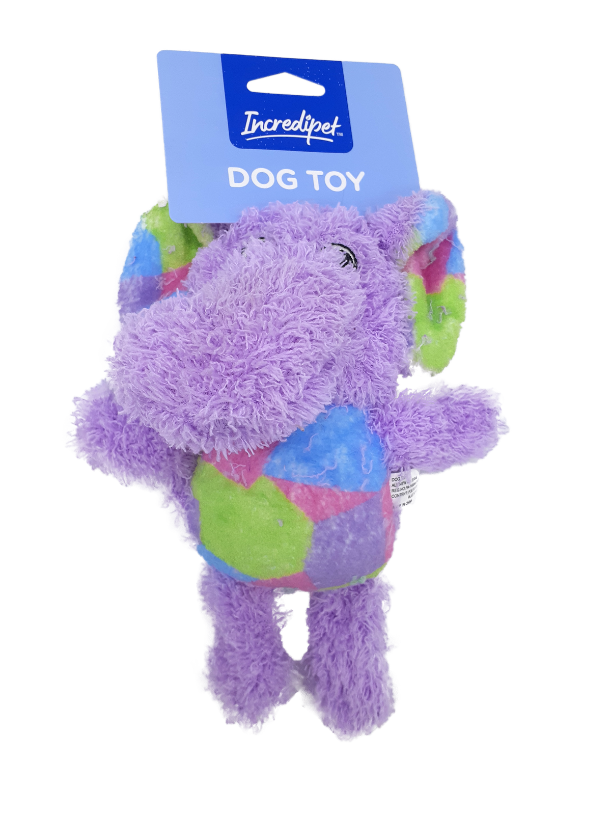 Incredipet Plush Patchwork Elephant Dog Toy