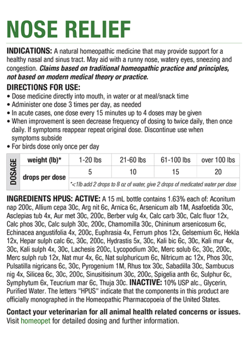Homeopet Nose Relief Multispecies Formula