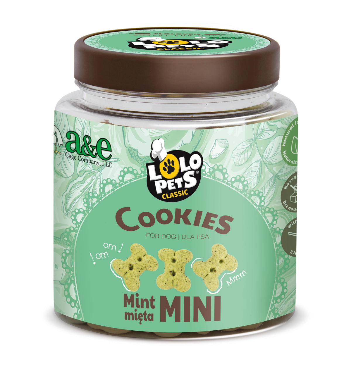 A&E Lolo Pets Classic Mini Bone Shaped Mint Flavored Dog Biscuit Treats