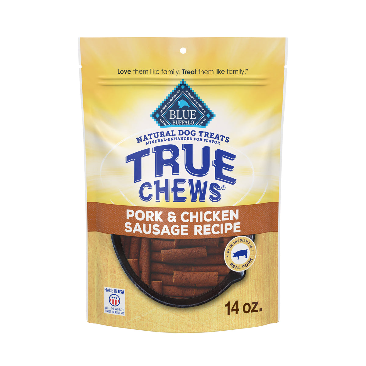 True Chews Pork & Chicken Sausage Recipe Dog Treats 14 oz