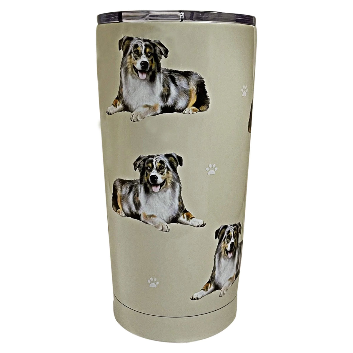 E & S Imports Serengeti Australian Shepherd Stainless Steel, Vacuum Insulated Tumbler with Spill Proof Lid 20 oz
