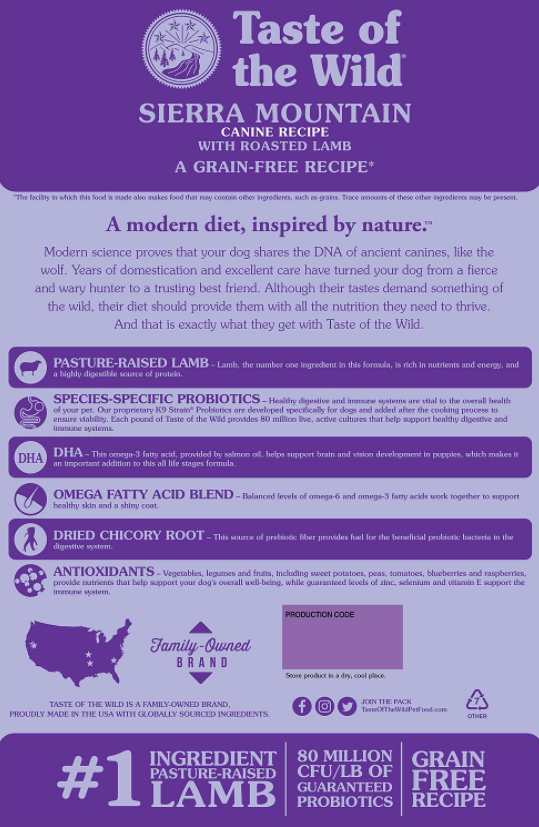 Taste Of The Wild Sierra Mountain Grain-Free Dry Dog Food