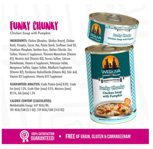 Weruva Funky Chunky Chicken Soup With Pumpkin Grain-Free Canned Dog Food