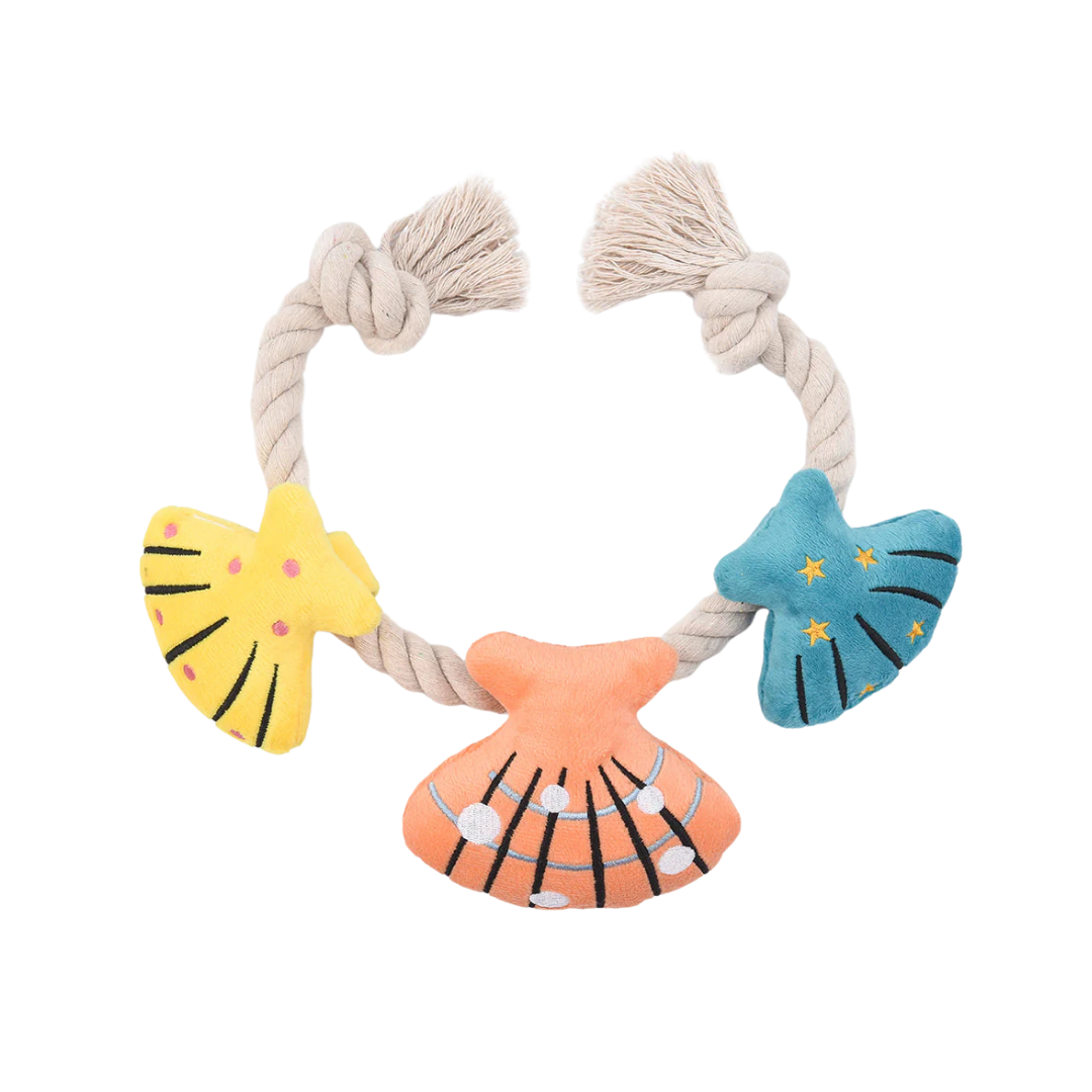 Hugsmart Summer Pirate Pups Shell Necklace Rope Tug Dog Toy 20 in