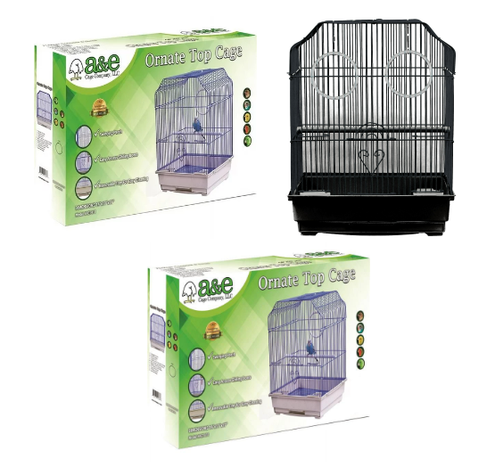 A&E Ornate Top Black Bird Cage 14 x 11 x 17 in