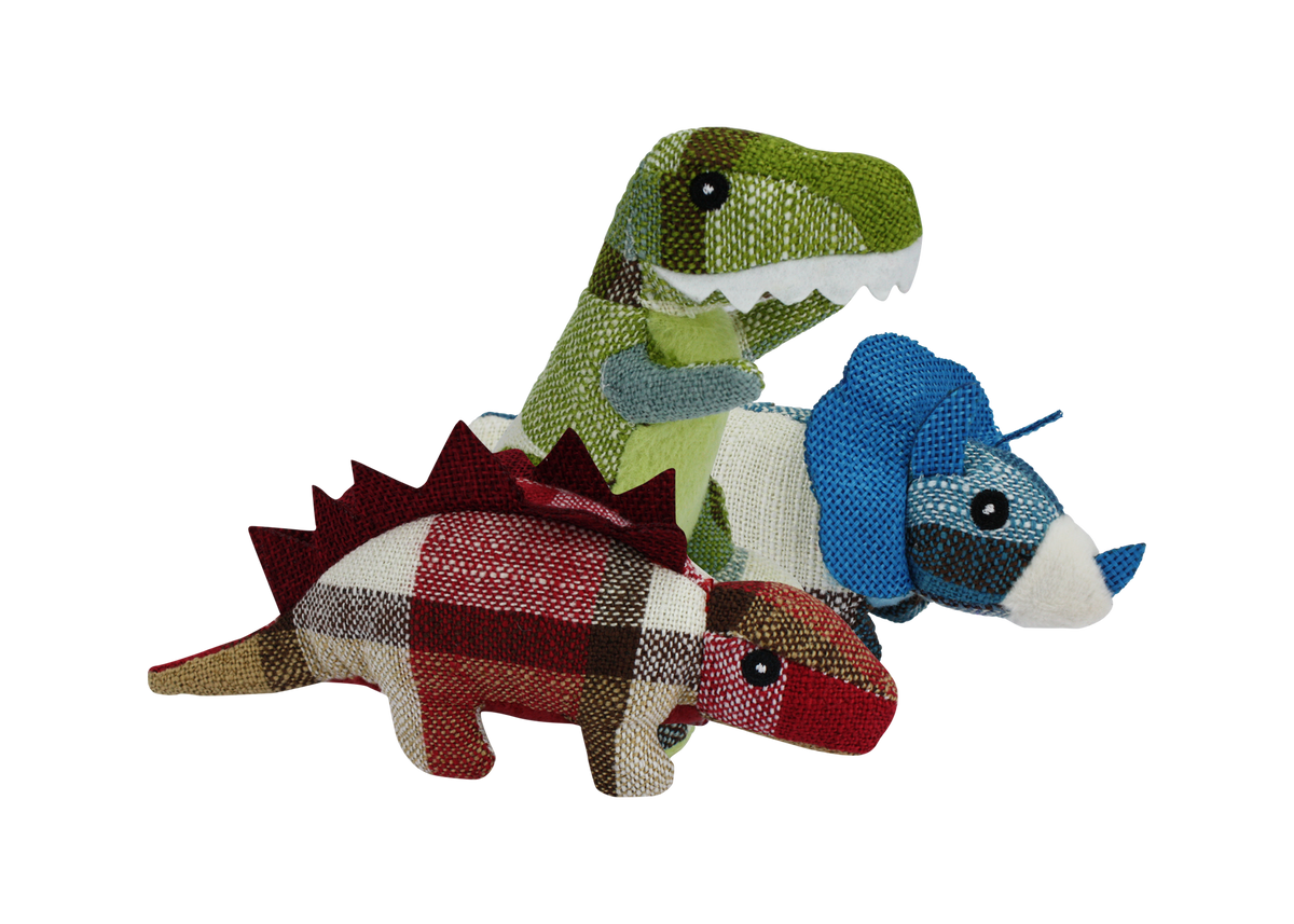 Incredipet Plaid-O-Saurus Plush Dog Toy, Assorted 6 in