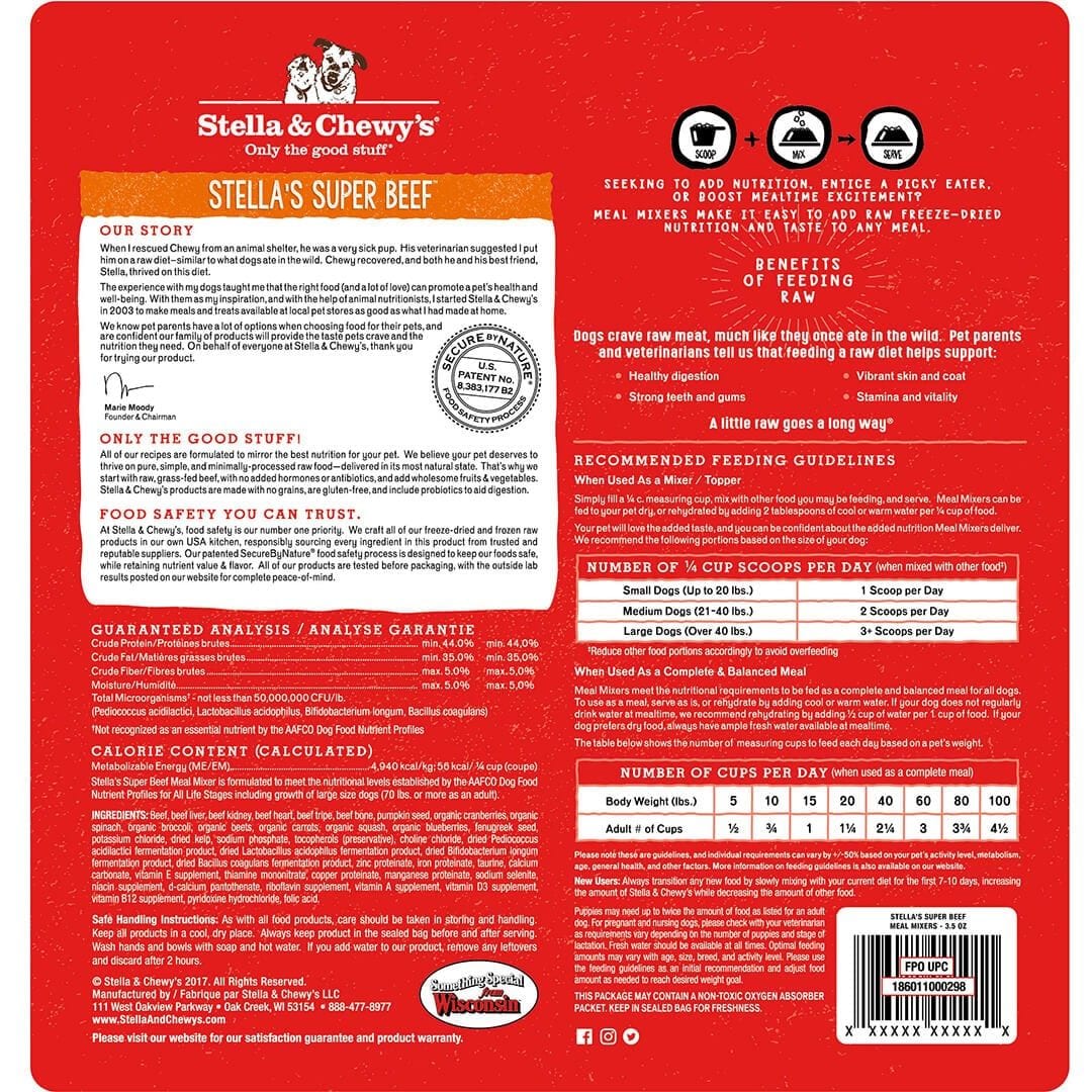 Stella & Chewy's Raw Super Beef Meal Mixers Freeze-Dried Dog Food Topper