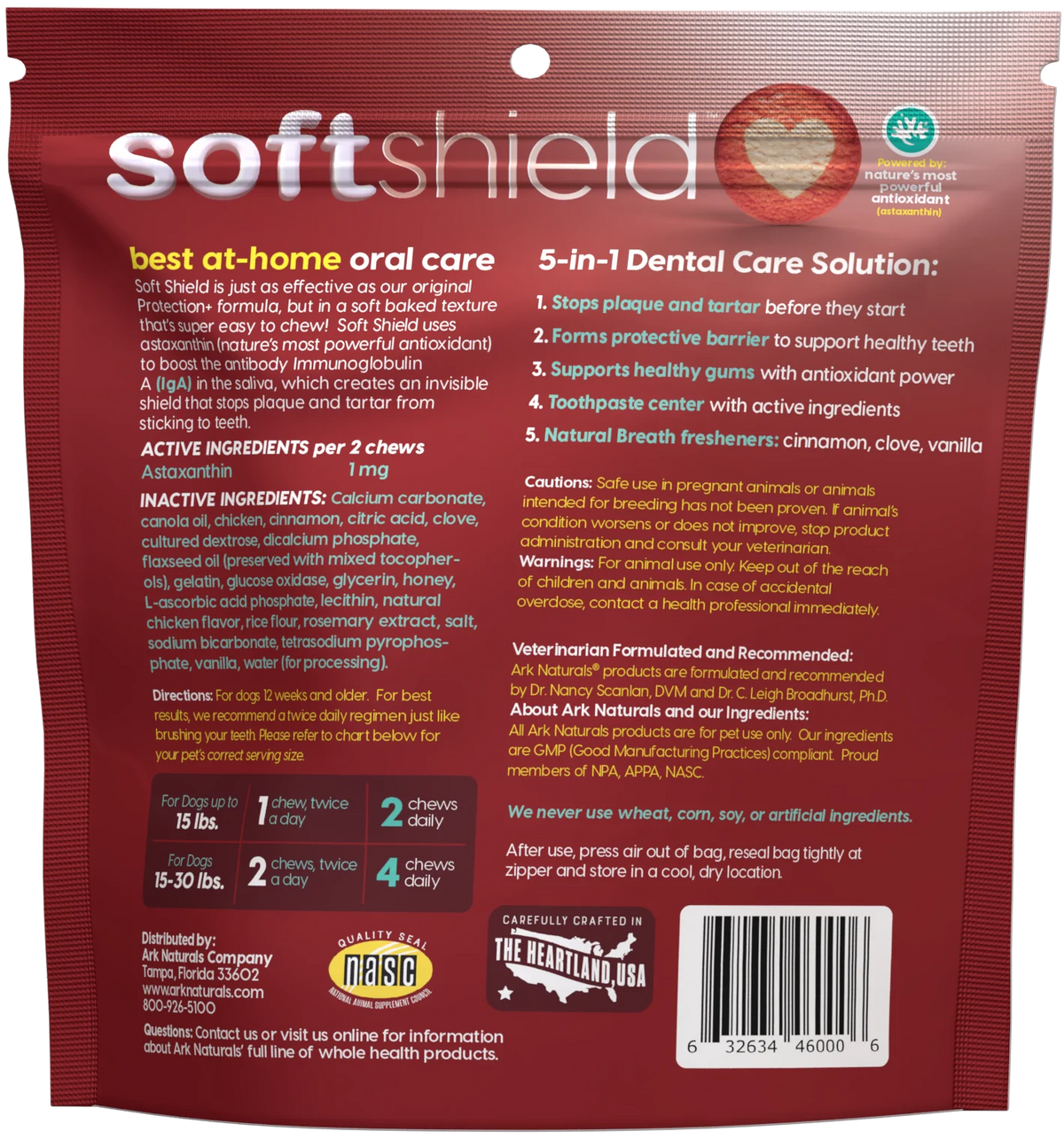 Ark Naturals Brushless Toothpaste Soft Shield Protection+ Small Dental Dog Treats 12 oz