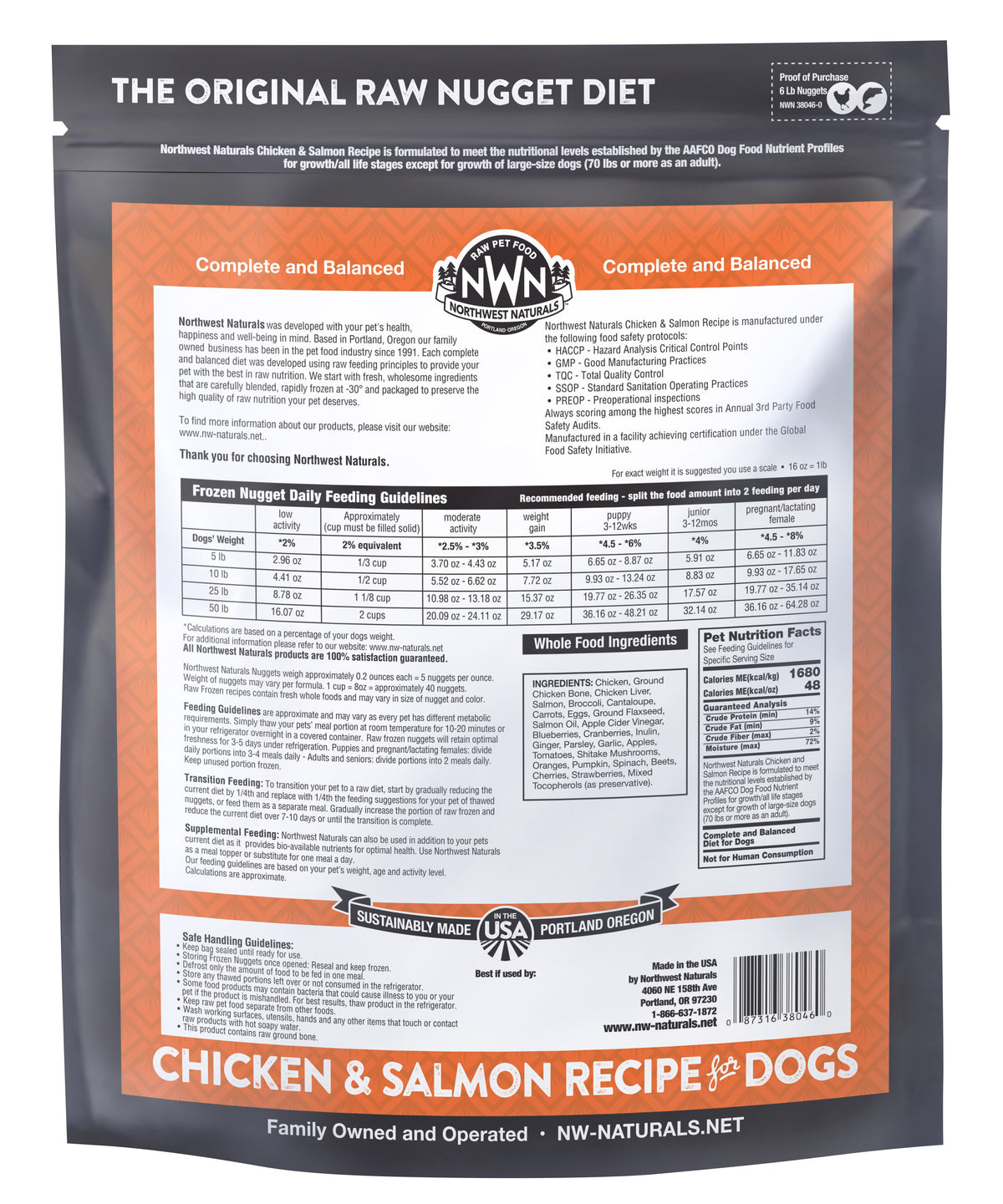 Northwest Naturals Raw Frozen Nugget Diet for Dogs Chicken & Salmon Recipe 6 lb