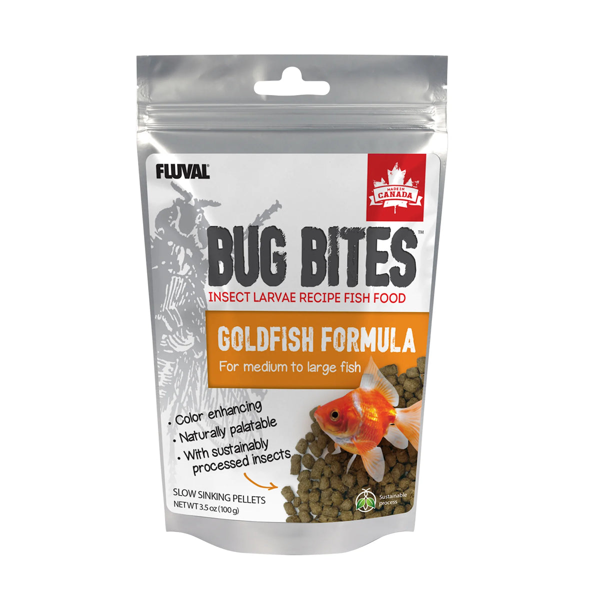 Fluval Bug Bites Pellets For Medium/Large Goldfish 3.53 oz
