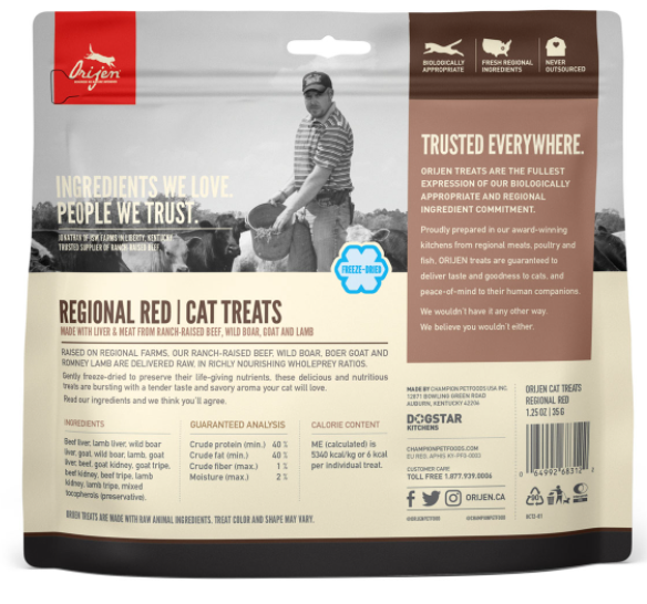 Orijen Biologically Appropriate Regional Red Beef/Boar/Goat/Lamb Freeze-Dried Cat Treats 1.25 oz