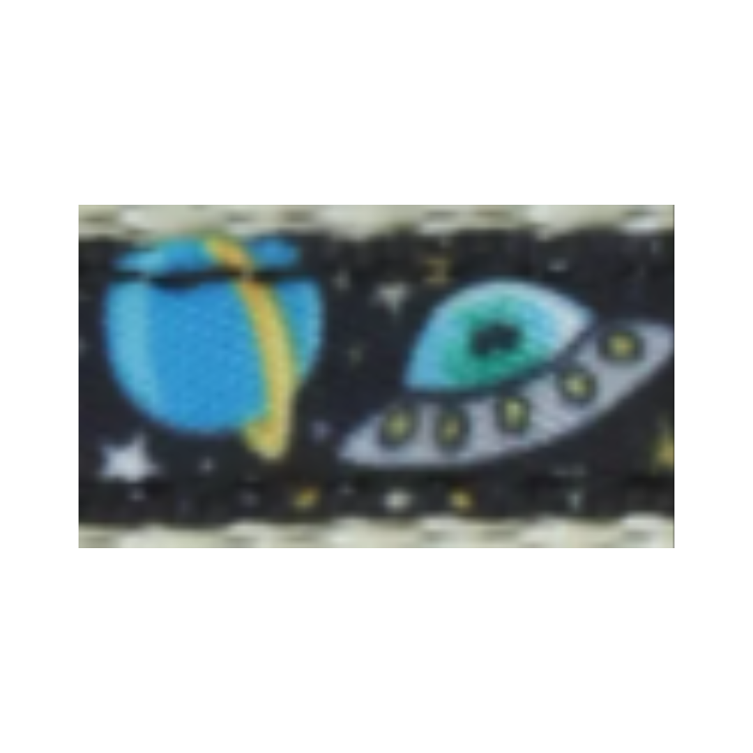 Coastal Pet Products Li'l Pals Charming Ribbon Overlay Adjustable Dog Collar- Li'l Space Explorers