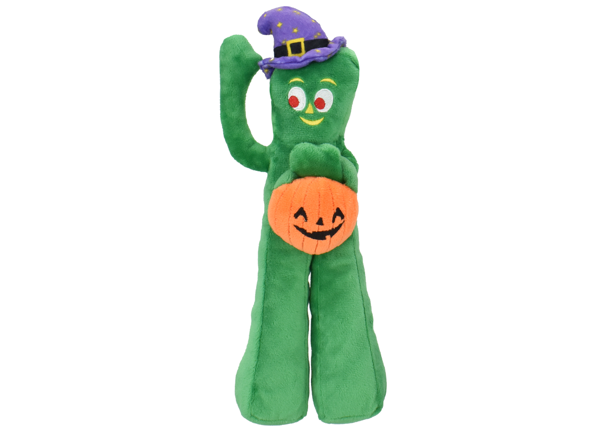Multipet Halloween Gumby with Witch Hat Plush Dog Toy 11.5 in