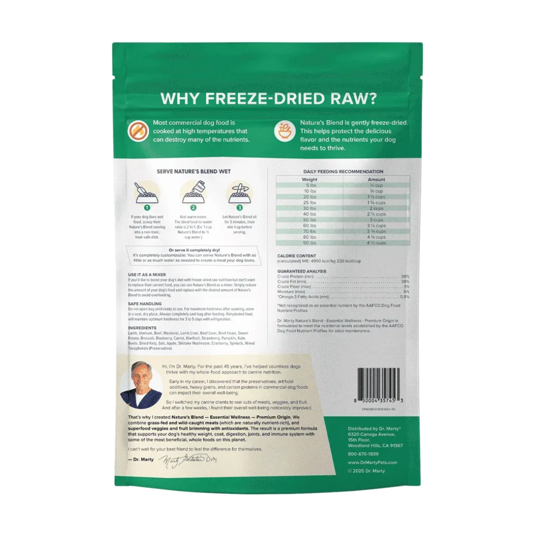 Dr. Marty Nature's Blend Essential Wellness Premium Origin Freeze-Dried Raw Dog Food 16 oz
