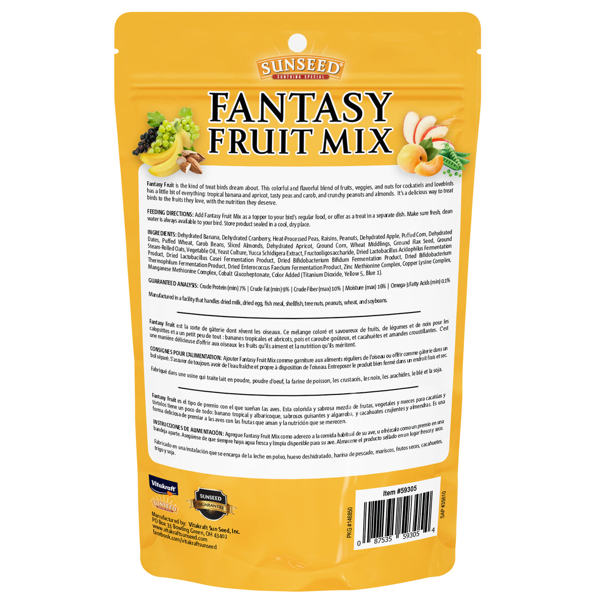 Sunseed Fantasy Fruit Mix for Cockatiels & Lovebirds 12 oz