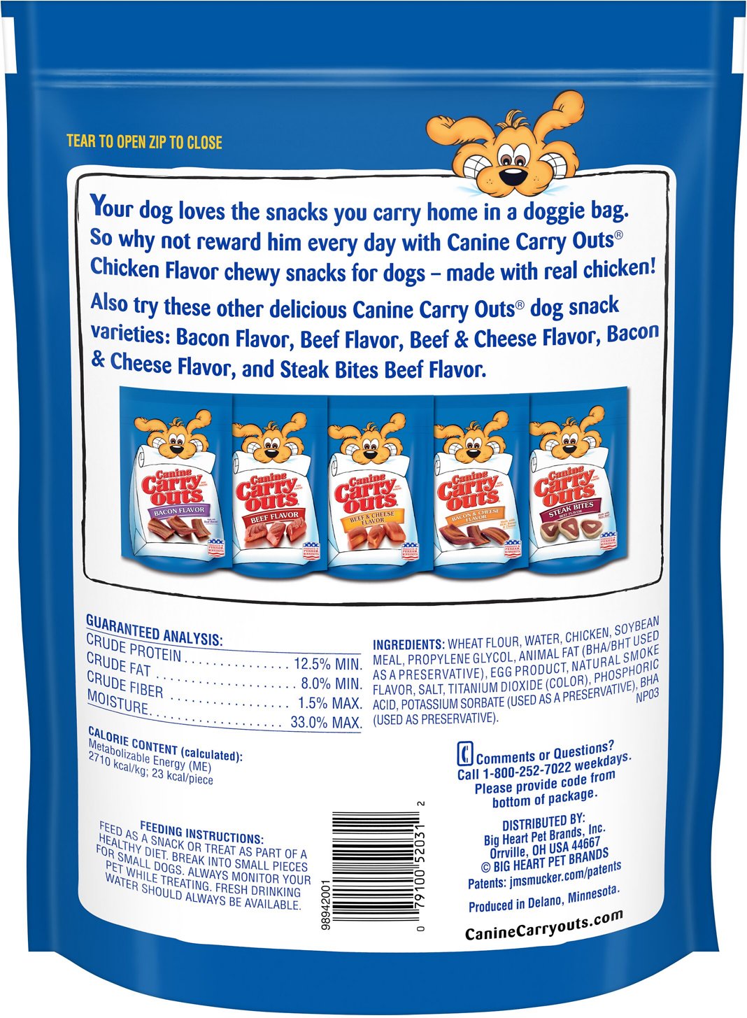 Canine Carry Outs Chicken Flavor Dog Treats 4.5 oz