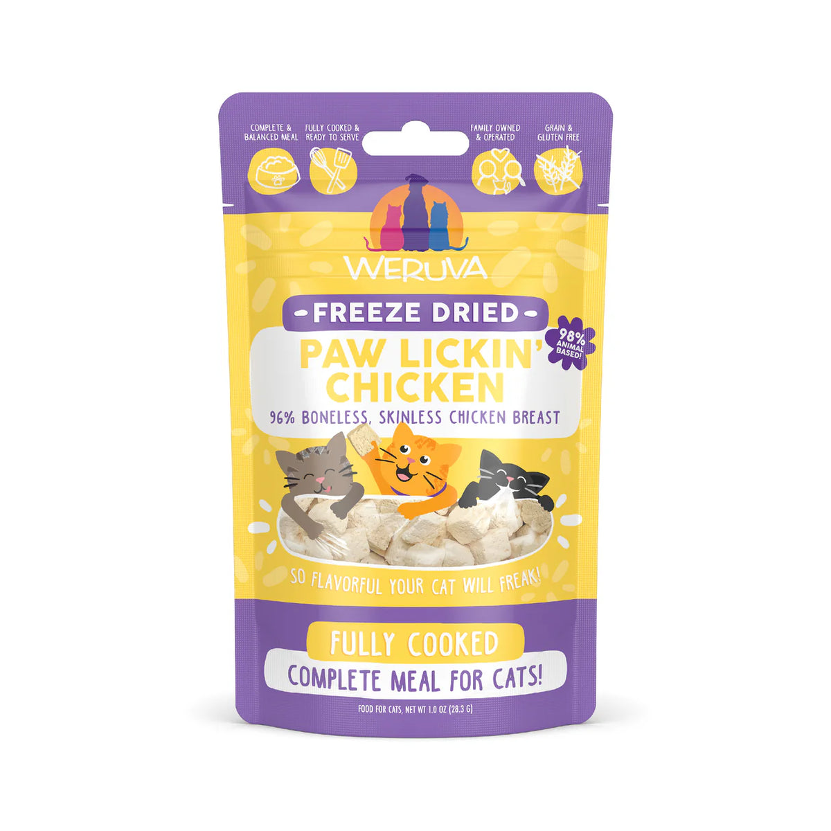 Weruva Freeze Dried Paw Lickin' Chicken Fully Cooked Complete Meal for Cats