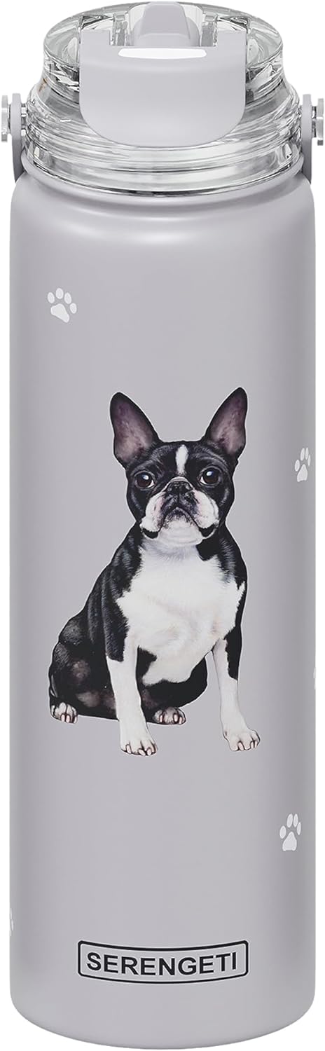 E & S Imports Serengeti Boston Terrier Stainless Steel Water Bottle 24 oz