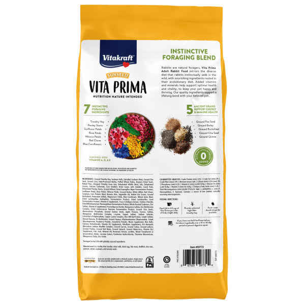 Sunseed Vita Prima Complete Nutrition Timothy Formula Adult Rabbit Food
