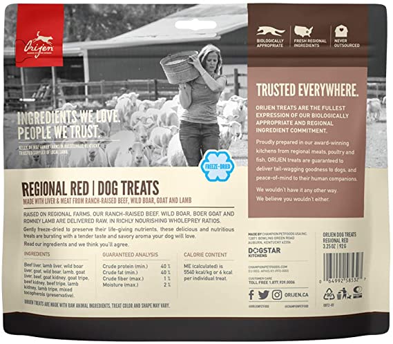 Orijen Biologically Appropriate Regional Red Beef/Boar/Goat/Lamb Freeze-Dried Dog Treats