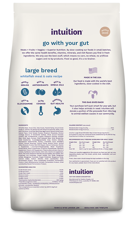 Intuition Large Breed Whitefish Meal & Oats Recipe Dry Dog Food 25 lb