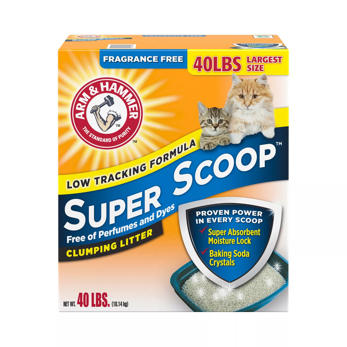 Arm & Hammer Super Scoop Clumping Fragrance Free Cat Litter 40 lb