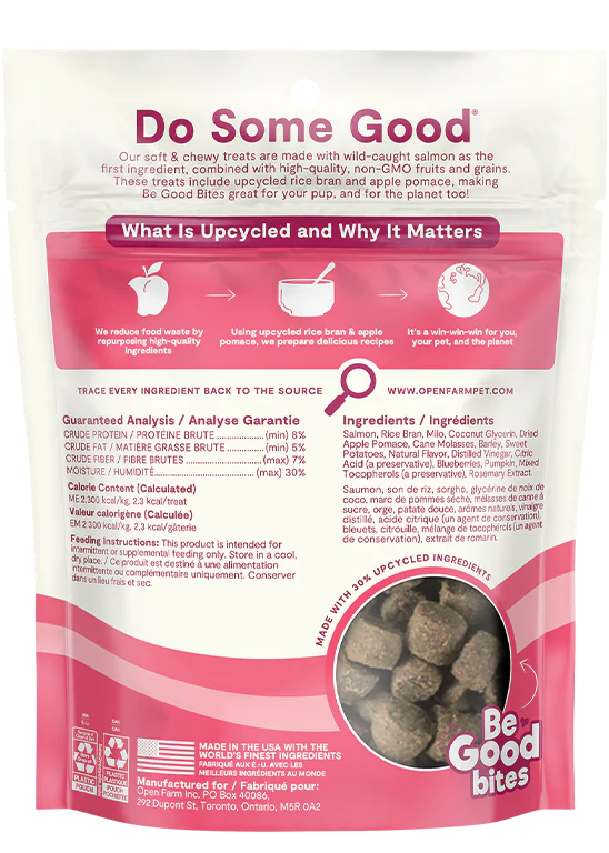Open Farm Be Good Bites Wild-Caught Salmon Recipe Soft & Chewy Dog Treats 6 oz