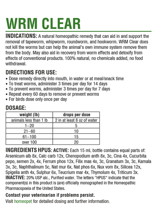 Homeopet Wrm Clear Multispecies Formula