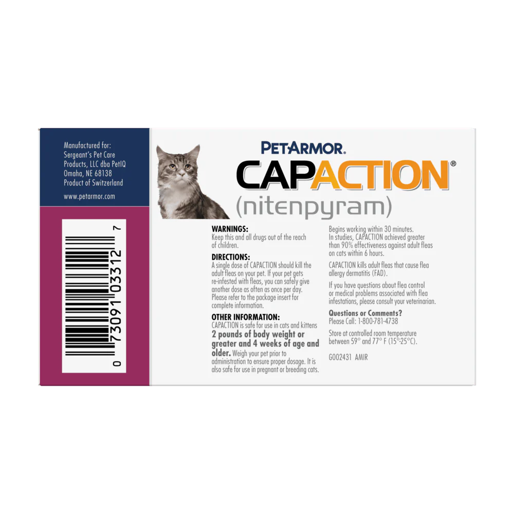 Petarmor CapAction Oral Flea Treatment Tablets for Cats 2-25lbs 6 ct
