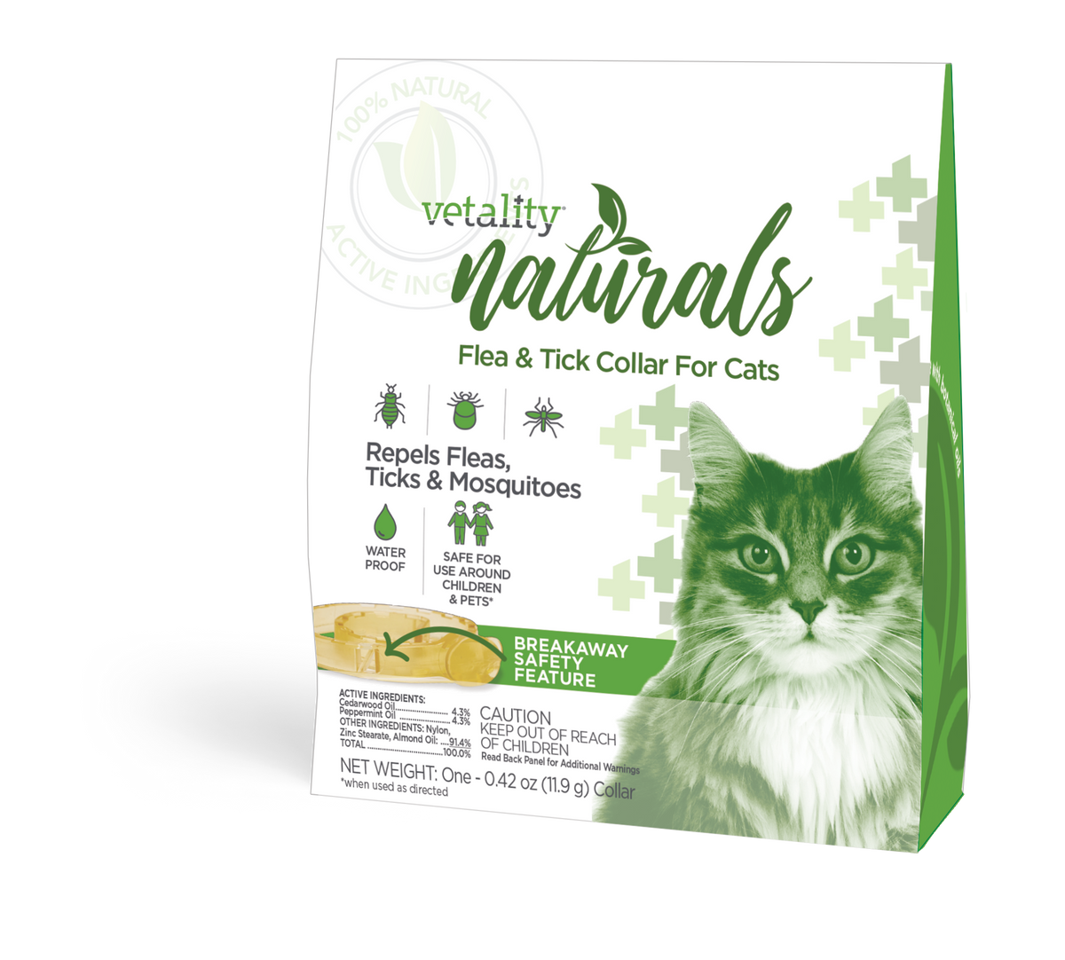 Vetality Naturals Flea & Tick Collar for Cats, Repels Fleas, Ticks & Mosquitoes