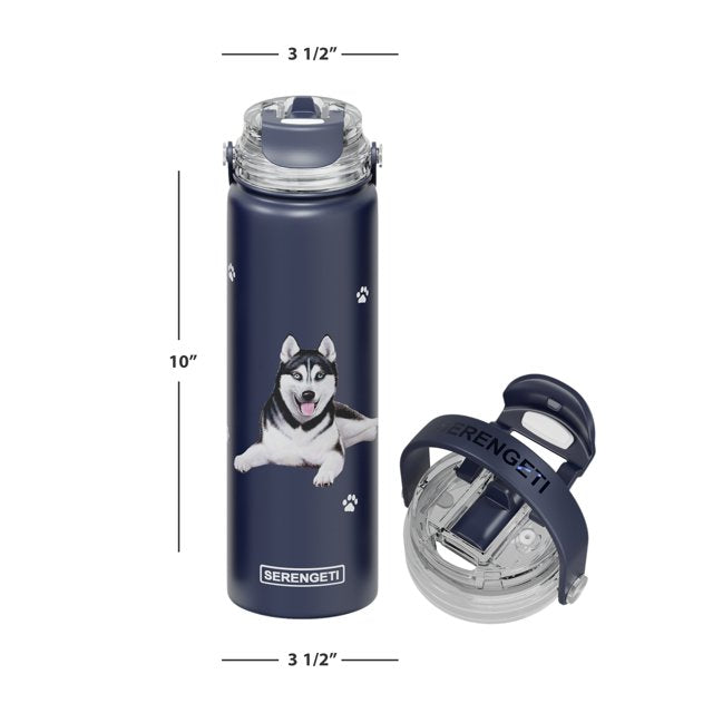 E & S Imports Serengeti Siberian Husky Stainless Steel Water Bottle 24 oz