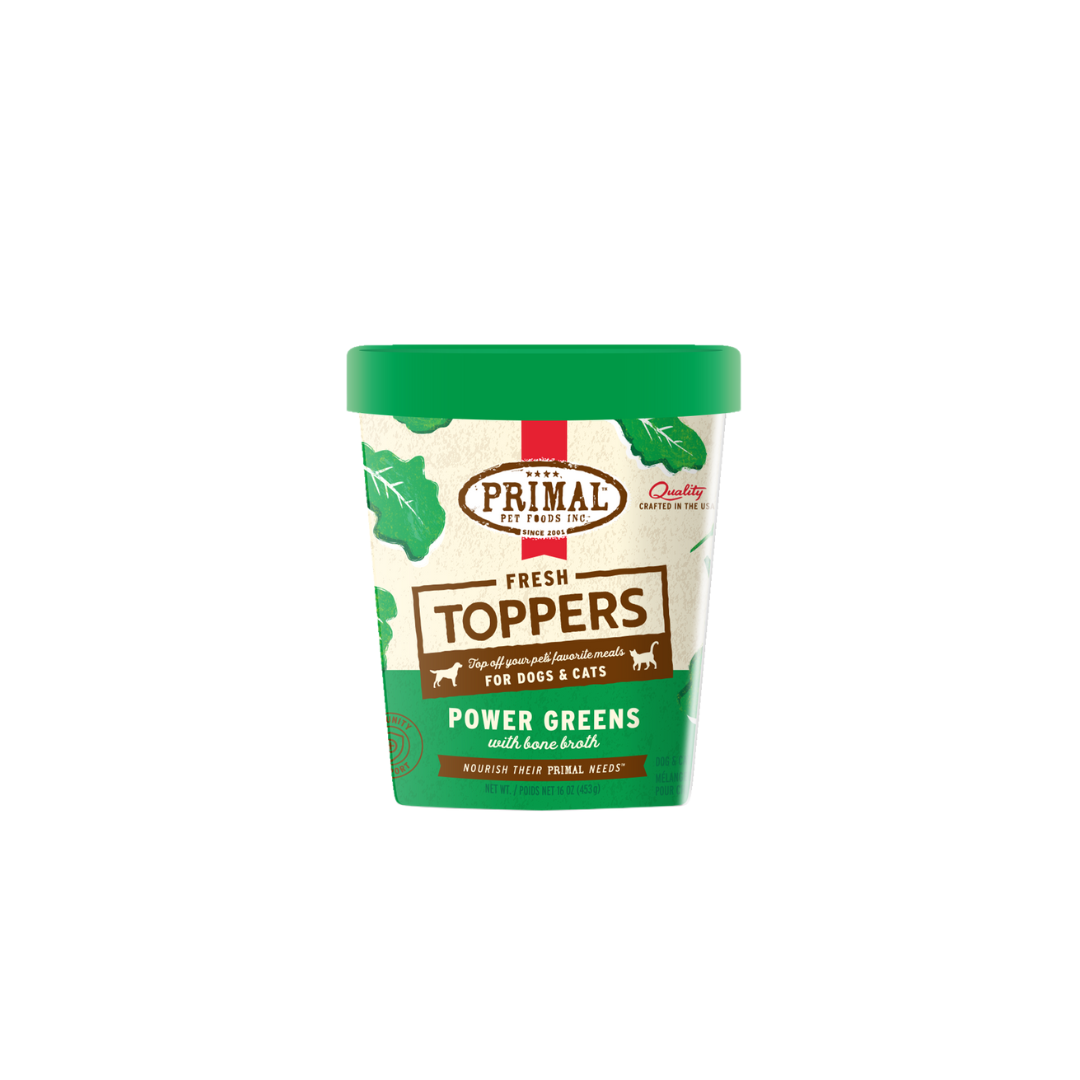 Primal Fresh Toppers Power Greens with Bone Broth for Dogs & Cats 16 oz