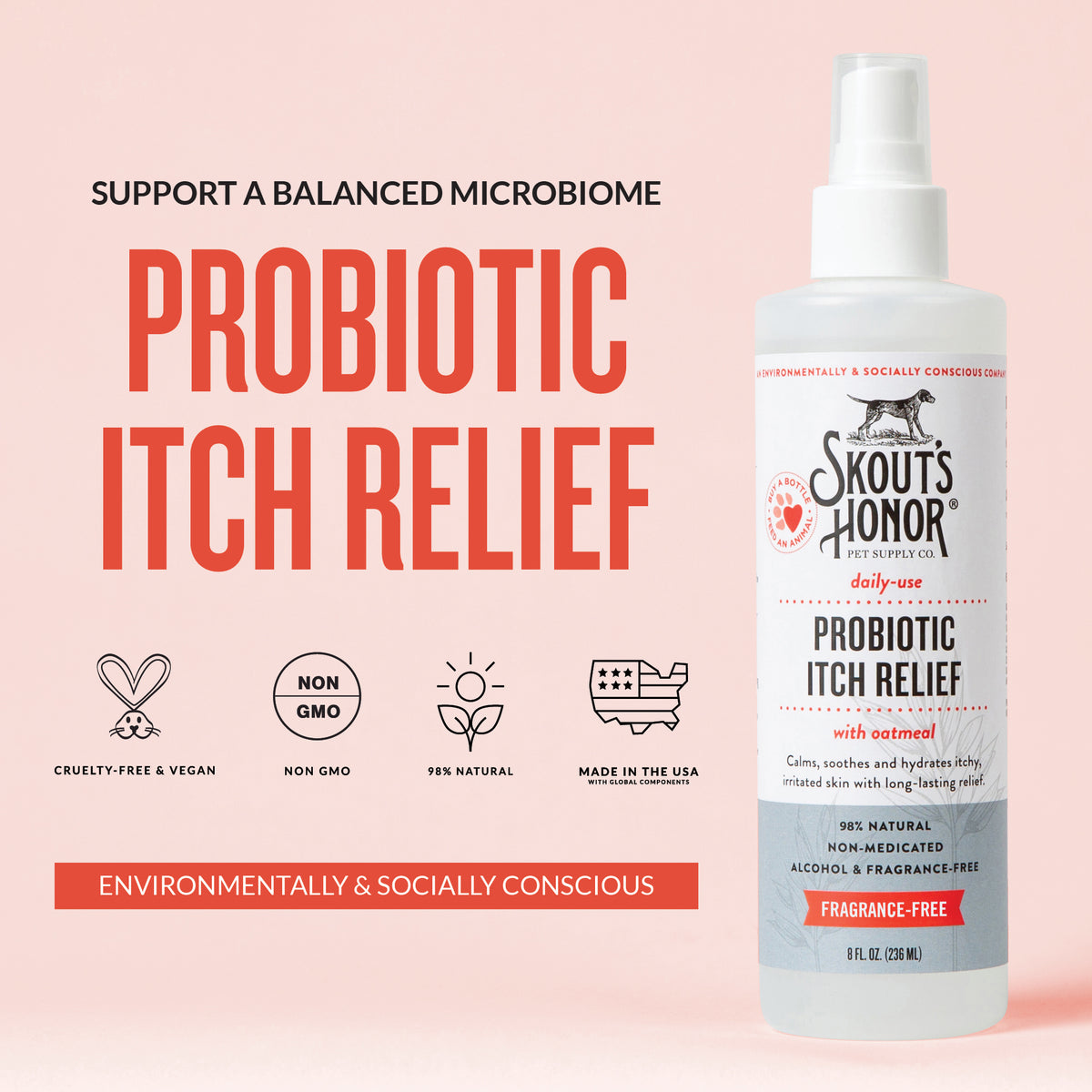 Skout's Honor Probiotic Itch Relief with Oatmeal for Dogs & Cats 8 oz