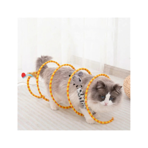 Kole Imports Foldable and Portable Interactive Spiral Play Cat Tunnel Toy