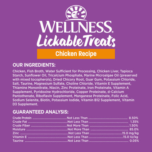 Wellness Lickable Cat Treats Chicken Recipe with Broth 2.5 oz